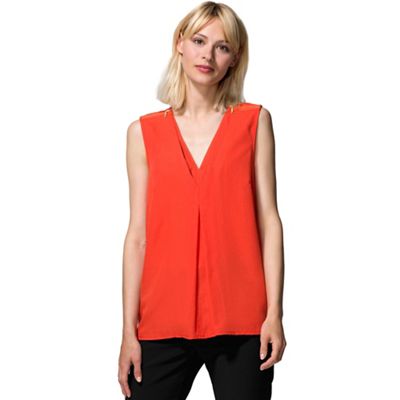 Orange crepe top with zip detail in clever fabric